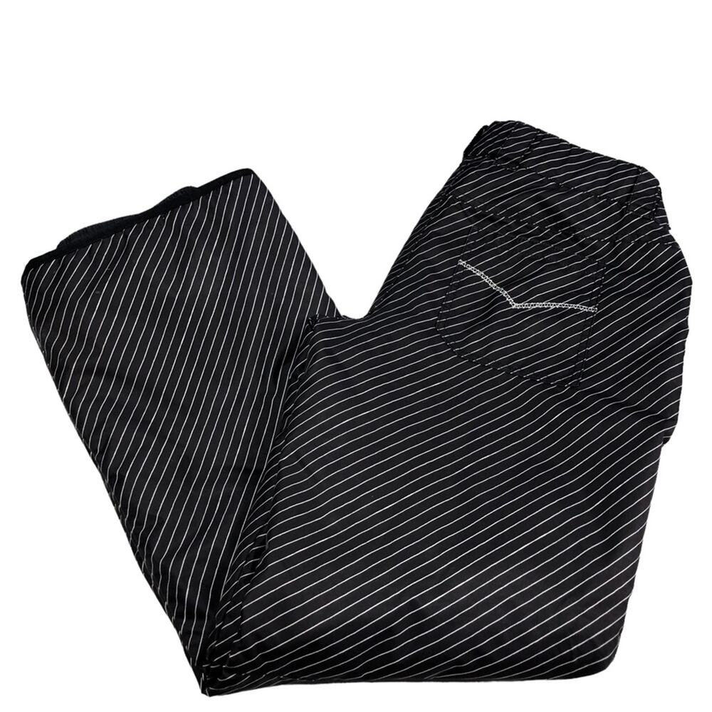 Orage black/white pinstripe snow pants large